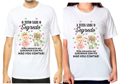 Kit 2 camisetas chá revelação titio e titia sabem o segredo ursinhos verde e rosa