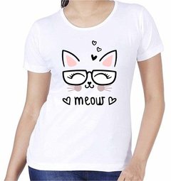 1 Camiseta gatinha de óculos