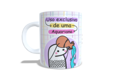 caneca flork signos uso exclusivo de uma aquariana - comprar online