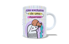 caneca flork signos uso exclusivo de uma aquariana - Videira e Arte