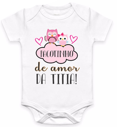 Body infantil menina corujinhas pacotinho de amor da titia