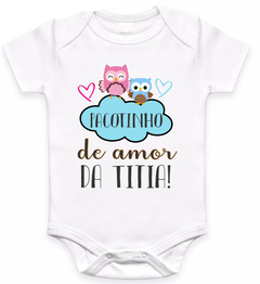 Body infantil menino corujinhas pacotinho de amor da titia