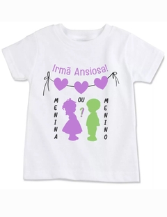 Camiseta chá revelação irmã ansiosa (menina ou menino)verde e lilás