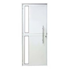 Porta lambril com puxador e vidro de alumínio branco - Padrão Portas | Portas e Janelas de madeira e alumínio 