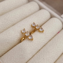 18K Gold Plated Three Hearts Earrings Encrusted with Zirconia.