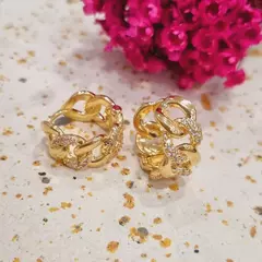 brinco de argola cravejado com zircônia banhado a ouro 18K - buy online