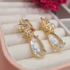 Brinco de princesa cravejado com zircônia banhado a ouro 18K - comprar online