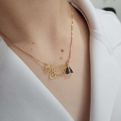 Colar de nome composto com pingente de Nossa Senhora banhado a ouro 18k - comprar online