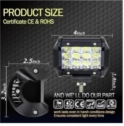 Faros Led Cuadrados 4 Leds Luz Blanca Tipo Offroad 4x4 Par