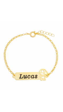 Pulseira Personalizada Infantil com Criança Banhado em Ouro 18k