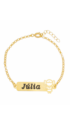 Pulseira Personalizada Infantil com Criança Banhado em Ouro 18k - comprar online