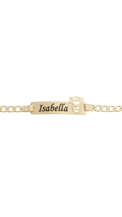 Pulseira Personalizada Infantil Malha com Criança Lisa Banhado em Ouro 18k