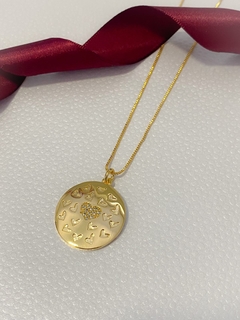 Colar Medalha Coração Banhado em Ouro 18k