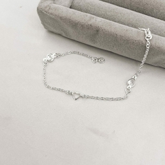 Pulseira entremeio Coração com Zirconias Prata 925