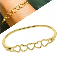 Bracelete Corações Banho em Ouro 18k - comprar online