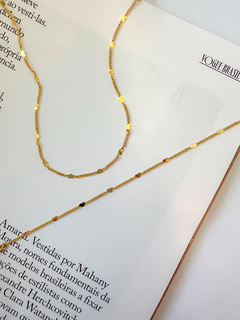 Choker Corações Achatados Banhada em Ouro 18k