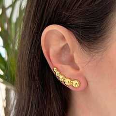 Brinco Ear Cuff Esferas Banhado em Ouro 18k