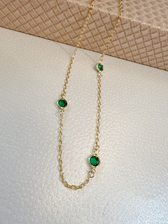 Choker Zirconias Verde 35+5 cm Banhada em Ouro 18k