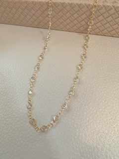 Pulseira Zirconias Cristal 20 cm Banhada em Ouro 18k