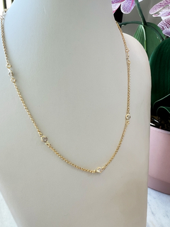 Colar Elo Português com Zircônias 45 cm Banhado em Ouro 18k - comprar online