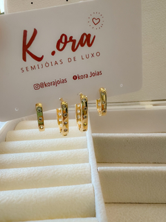 Argola Duo Inspiração Quadrado Banhado em Ouro 18k