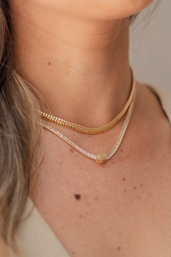 Choker Baguetes Zircônia Banhado em Ouro 18k