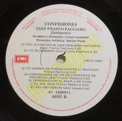 Vinilo Lp - Gian Franco Pagliaro - Confesiones 1985 Arg