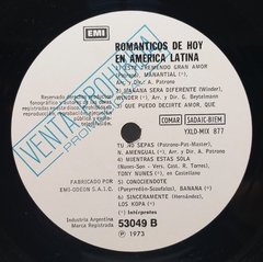 Vinilo Compilado Varios Romanticos De Hoy En America Latina - tienda online