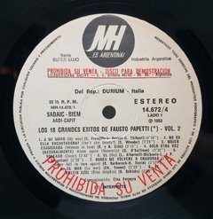 Vinilo Lp Fausto Papetti - Los 18 Grandes Exitos Vol. 2 Arg - BAYIYO RECORDS