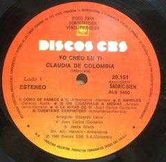 Vinilo Lp - Claudia De Colombia - Yo Creo En Ti 1980 Arg - BAYIYO RECORDS