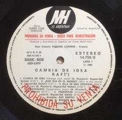 Vinilo Lp - Raf - Cambia De Idea 1985 Argentina promo - BAYIYO RECORDS