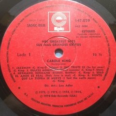 Vinilo Carole King Her Greatest Hits Lp Argentina 1978 - tienda online