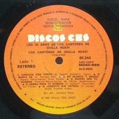 Vinilo Lp - Los Cantores De Quilla Huasi - Los 30 Años 1983 - BAYIYO RECORDS