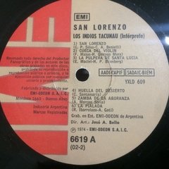 Vinilo Los Indios Tacunau San Lorenzo Lp 1974 Argentina - tienda online