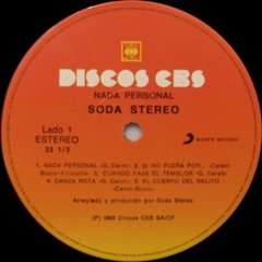 Vinilo Lp Soda Stereo Nada Personal 2do Disco - tienda online