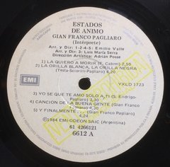 Vinilo Lp - Gian Franco Pagliaro - Estados De Animo 1984 Arg - BAYIYO RECORDS