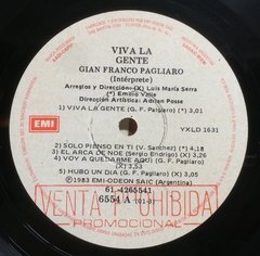 Vinilo Lp - Gian Franco Pagliaro - Viva La Gente 1983 Arg - BAYIYO RECORDS