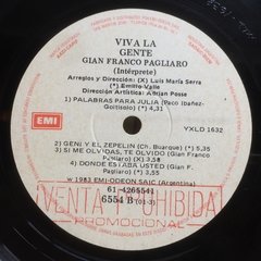 Vinilo Lp - Gian Franco Pagliaro - Viva La Gente 1983 Arg - tienda online