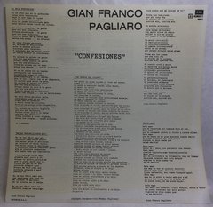 Vinilo Lp - Gian Franco Pagliaro - Confesiones 1985 Arg en internet
