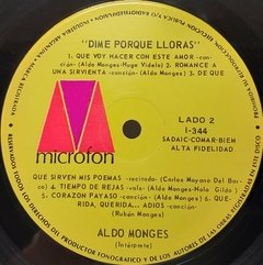 Vinilo Lp - Aldo Monges - Dime Porque Lloras - Argentina - tienda online