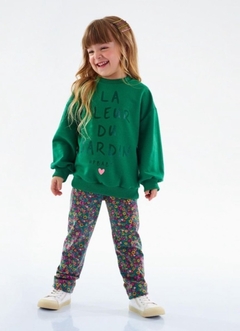 Conjunto Verde Em Moletom E Legging Floral Up Baby