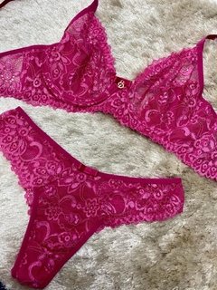 Conjunto sem bojo em lycra e renda - Donne Lingerie