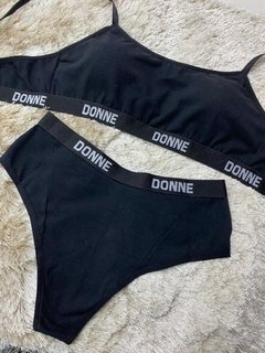 Conjunto elástico Donne fundo preto