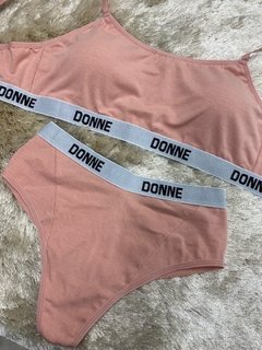 Conjunto elástico fundo branco Donne - Donne Lingerie