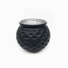Florero Portavela Vidrio Negro Bajo