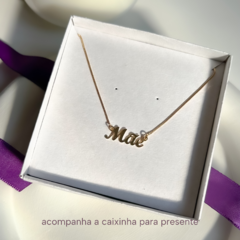 colar escrito Mãe banhado a ouro 18k