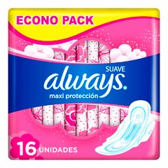 ALWAYS MAXI PROTECCIÓN TOALLAS HIGIÉNICAS SUAVES CON ALAS X16