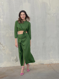 conjunto: saia moletinho & cropped moletinho verde