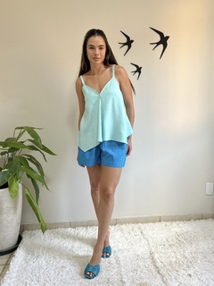 Blusa regata viviane turquesa - loja online