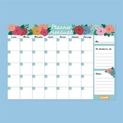 PLANNER MAGNÉTICO MENSUAL FLORES AQUA - comprar online